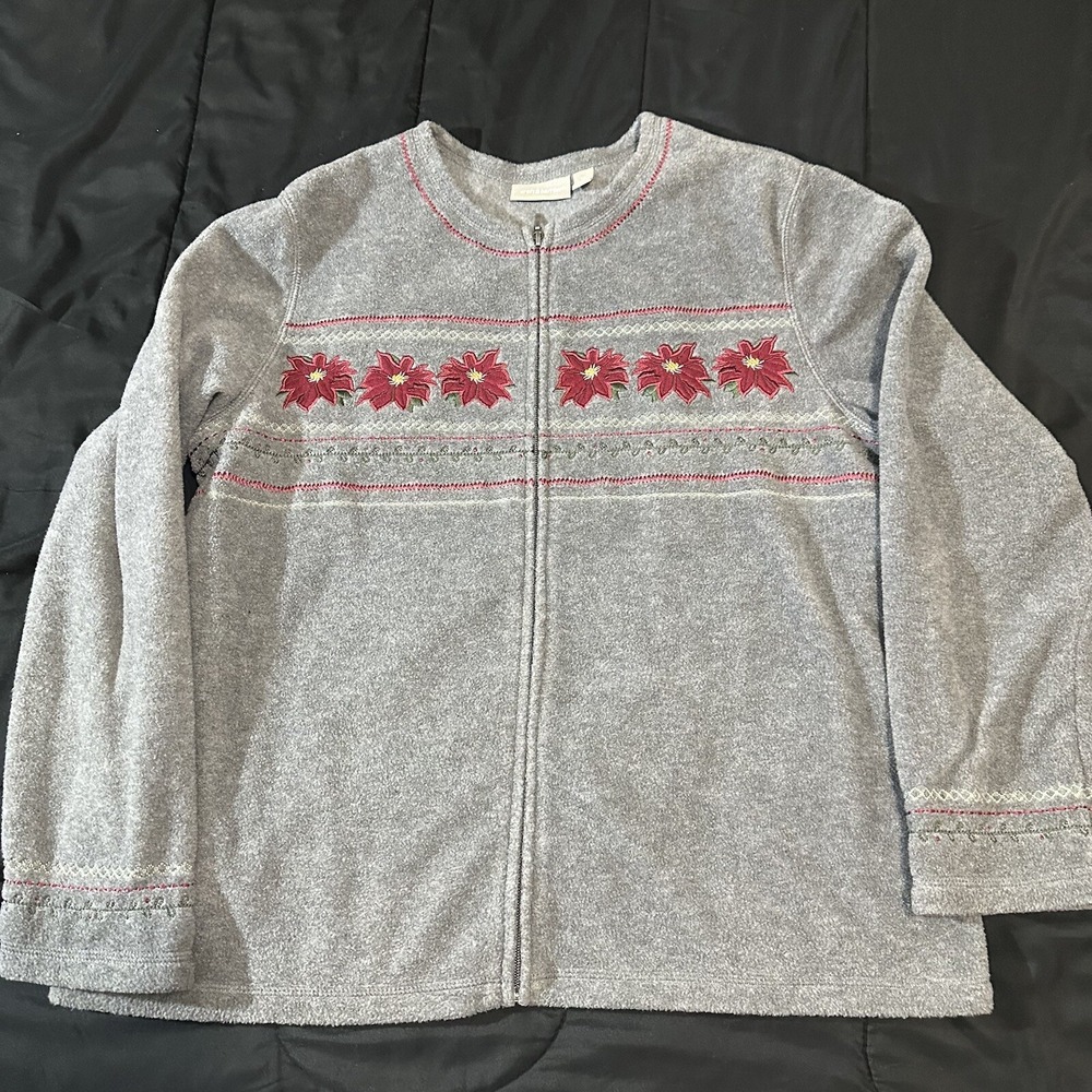 Croft & Borrow floral fleece zip up Woman's Size X-LARGE